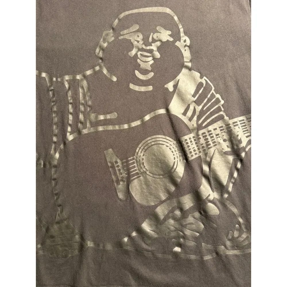 True Religion Buddha Logo Black on Black Y2K T-shirt Size L